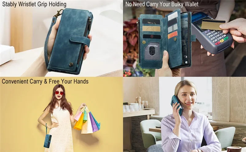 Business Flip Leather Case For Samsung Galaxy A56 A36 A16 A55 A35 A25 A15 A54 A34 A14 A53 A33 A13 A52 Zipper Wallet Card Cover