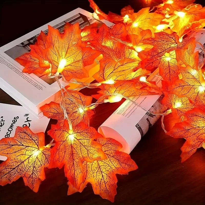 1PC USB/Battery Case Maple Leaf String Lights 10/20/40 LED Lights Waterproof For Halloween Outdoor Autumn Thanksgiving Decor
