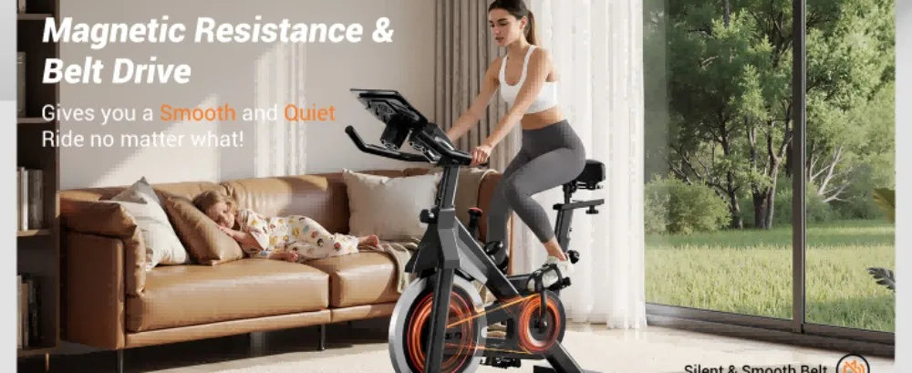 ROBORE CBE20 Stationary Exercise Bike, 136kg Capacity, Silent Belt Drive, Comfort Seat & iPad/Bottle Holders