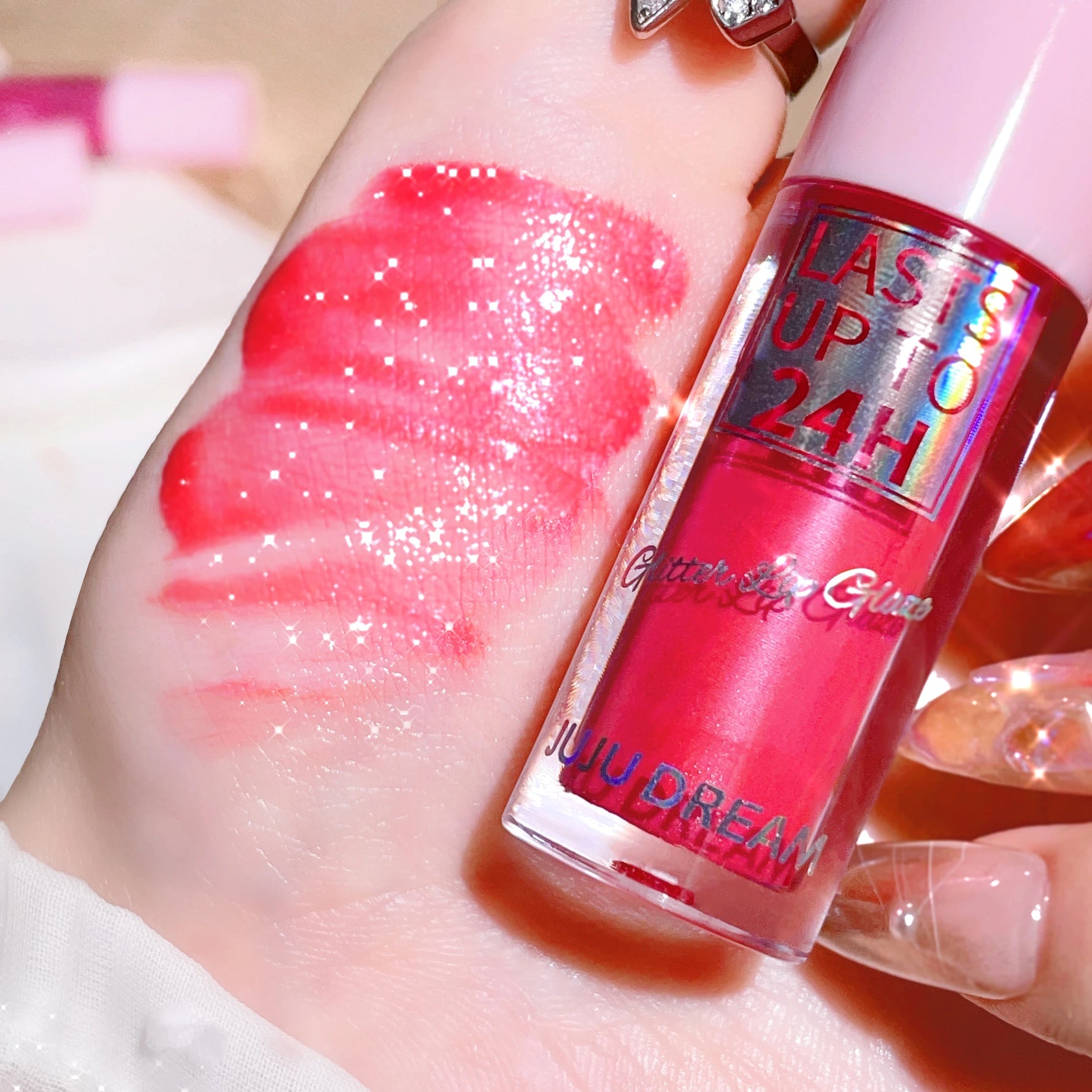 6 Colors Glitter 1pcs Lip Glaze Long Lasting Lip Gloss Waterproof Liquid Lipstick Makeup Lip Oil Lip Tint Moisturizing Lip Balm