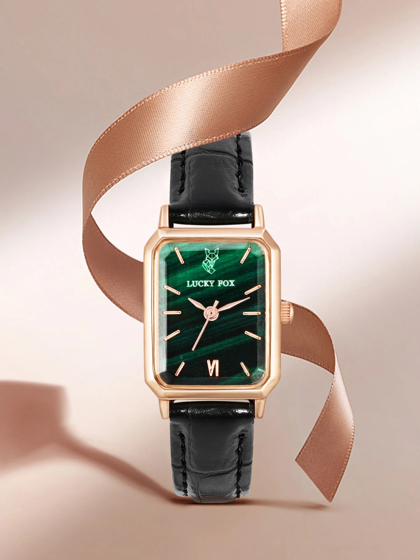 LUCKY FOX Women Watches Fashion Green Square Leather Quartz Watch Luxury Ladies Wristwatch Girlfriend Gift