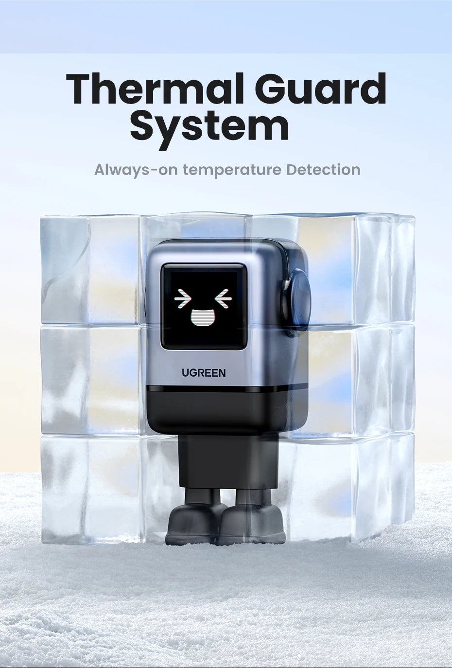 UGREEN Uno 100W GaN Charger Robot Design QC4.0 3.0 PPS PD 3.0 Fast Charger for iPhone 17 16 15 Pro Macbook Air Laptops Tablets