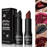 7Colors Glitter Lipstick Waterproof Long Lasting Diamond Pearlescent Metallic Lipstick Black Lipgloss Women Lips Makeup Cosmetic