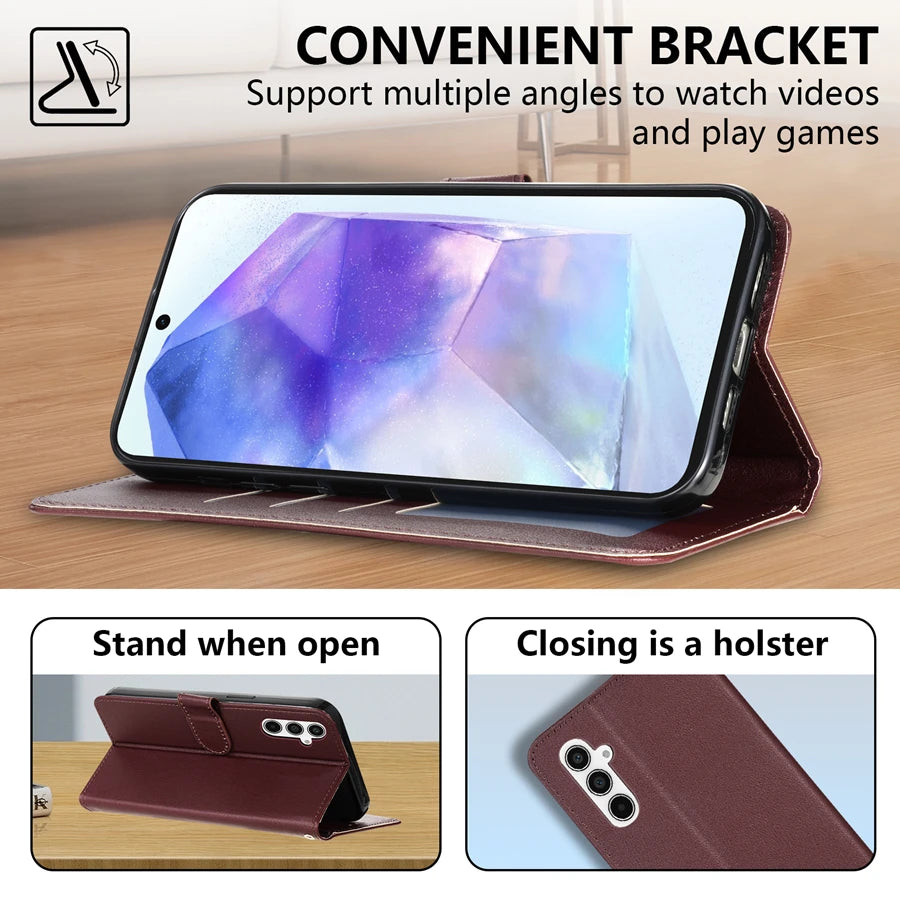 Wallet Flip Leather Case For For Samsung Galaxy A05s A06 A07 A12 A13 A14 A15 A16 A17 A24 A26 A34 A35 A36 A52 A53 A54 A55 A56