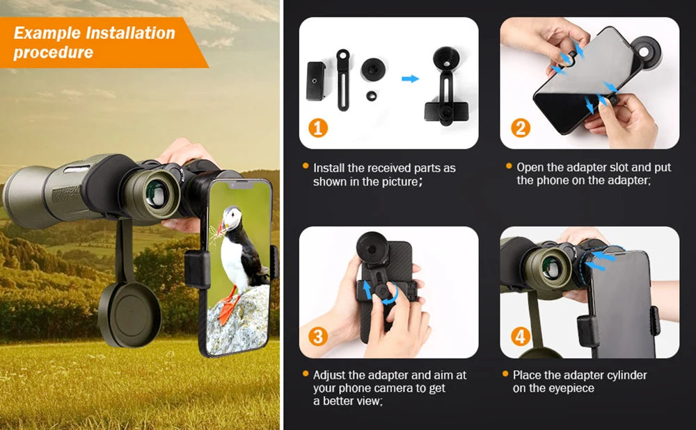 20x50 Military Binoculars for Adults with Smartphone Adapter With BAK4 Prism FMC Lens Telescope Tactical Binoculars for Hiking