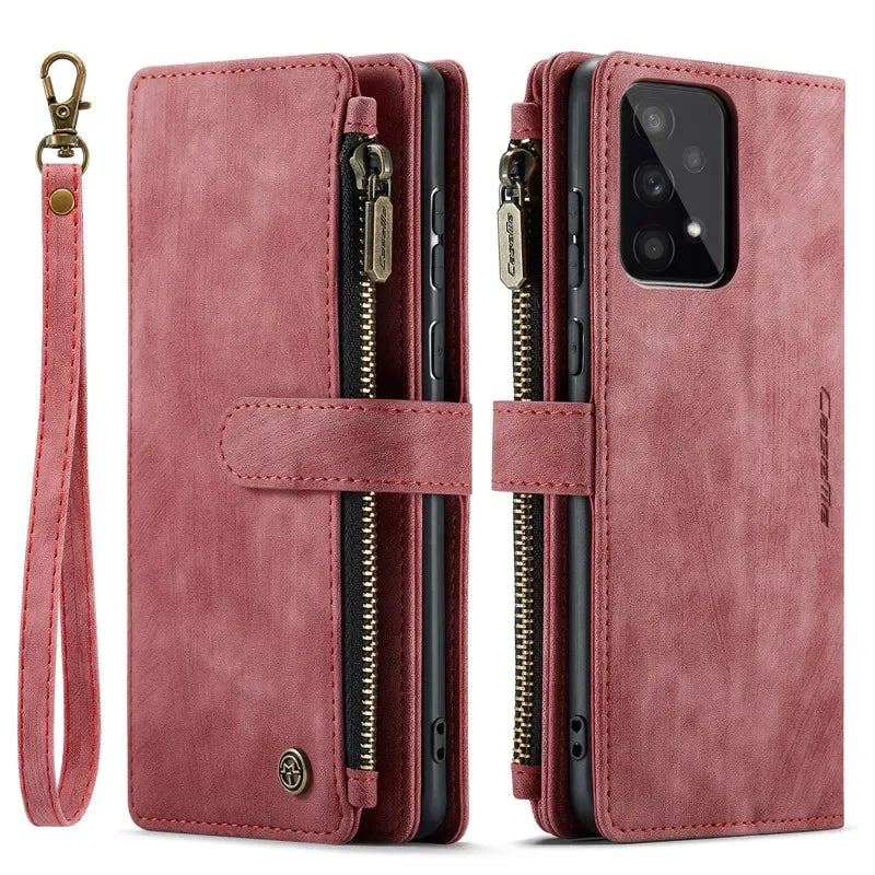 Business Flip Leather Case For Samsung Galaxy A56 A36 A16 A55 A35 A25 A15 A54 A34 A14 A53 A33 A13 A52 Zipper Wallet Card Cover