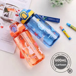 600ml Dinosaur Water Bottle For Kids Water Sippy Cup With Silicone Straw Leakproof Plastic Water Bottles Summer Kids Water Cup