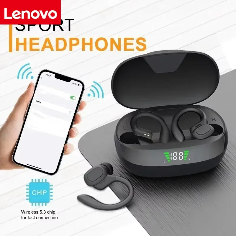Original Lenovo Sports Wireless Earphones BT over Ear Buds with Earhooks Sports Earphones Running in-Ear Headphones