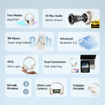 Oneodio SuperEQ V16 Wireless Headphones Bluetooth 5.3 Over Ear Headset With Mic Bass/Pop Mode Hi-Res Foldable Headphones 90H