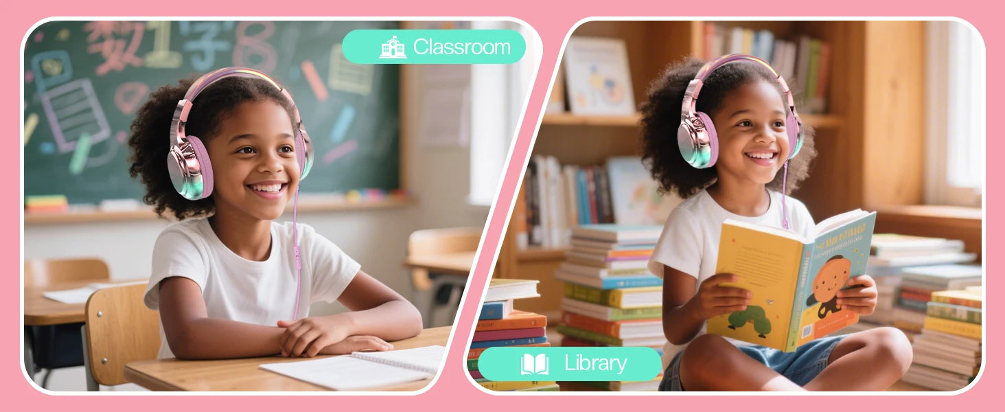 Wired Kids Headphones for School 85/94dB Volume limited Over Ear Headphones for Kids Girls Foldable Gaming Headset with Mic