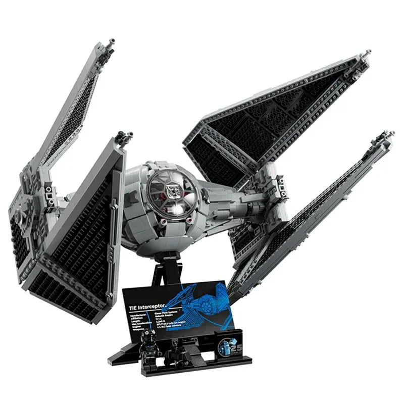 1931pcs Spaceship TIE Interceptors Building Blocks Modified Imperial Fighters Model DIY Assembly Bricks Toys Gift 75382
