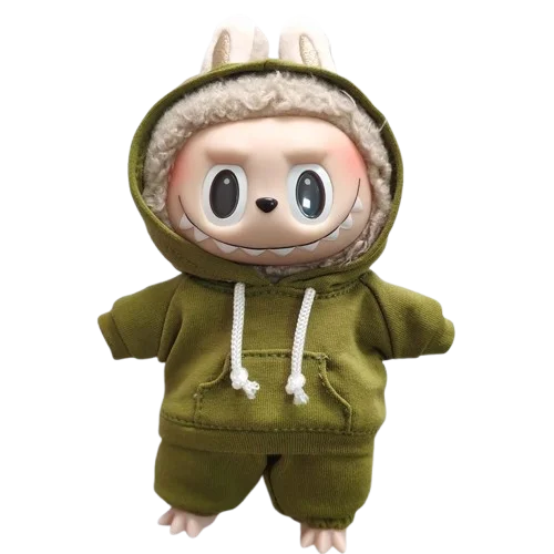 Labubu Casual Sweatsuit Set - Comfy Labubu Clothes for 15/17cm Dolls Featuring Ribbed Hem Details