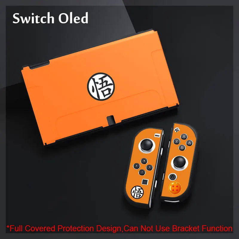 Soft Silicone Case For Nintendo Switch Oled NS Joy Con Controller Skin Shell Orange Ball Goku Dock Protective Cover Accessories