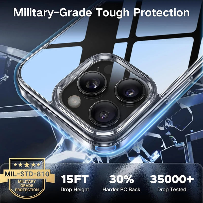 Luxury Crystal Case for iPhone 17 Air 16 15 14 13 12 11 Pro Max Back Shell Military Grade Hybird Case for iPhone 17 Pro Max Capa
