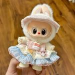 2025 New 17cm Blind Box Labubu Costume Cosplay Changeable Handmade Frog and Pig Plush Set Skirt Labubu Doll Costume