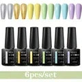 MEET ACROSS 6Pcs Gel Nail Polish Set Pink Red Green Macaron Color Manicure Kit For Nails UV Gel Nail Art Varnish Nail Supplies