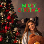 Merry Christmas Neon Sign for Wall Decor,Christmas Neon Sign with Xmas Tree and Santa Hat for  Living Room Home Party Decor