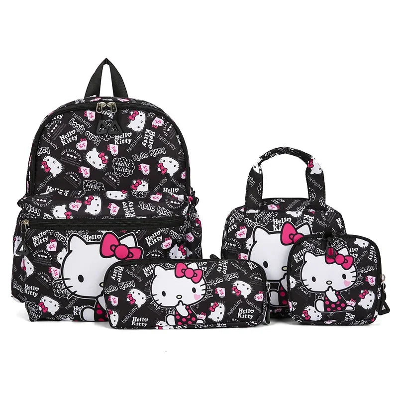 Hello Kittys 4pcs Backpack Set, Pencil Case, Shoulder Bag, Wallet Set, Kuromsi School Bag, Melody Casual Outdoor Daypack