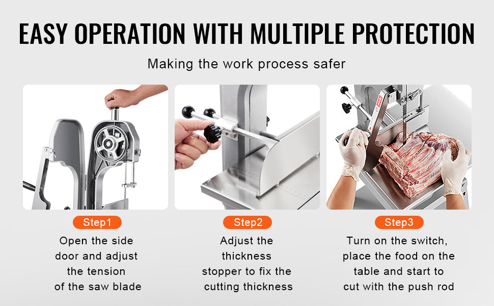 SucceBuy Electric Meat Saw 850W 1800W Stainless Vertical Cutter Commercial Bone Sawing Machine Frozen Meat Slicer for Beef Pork