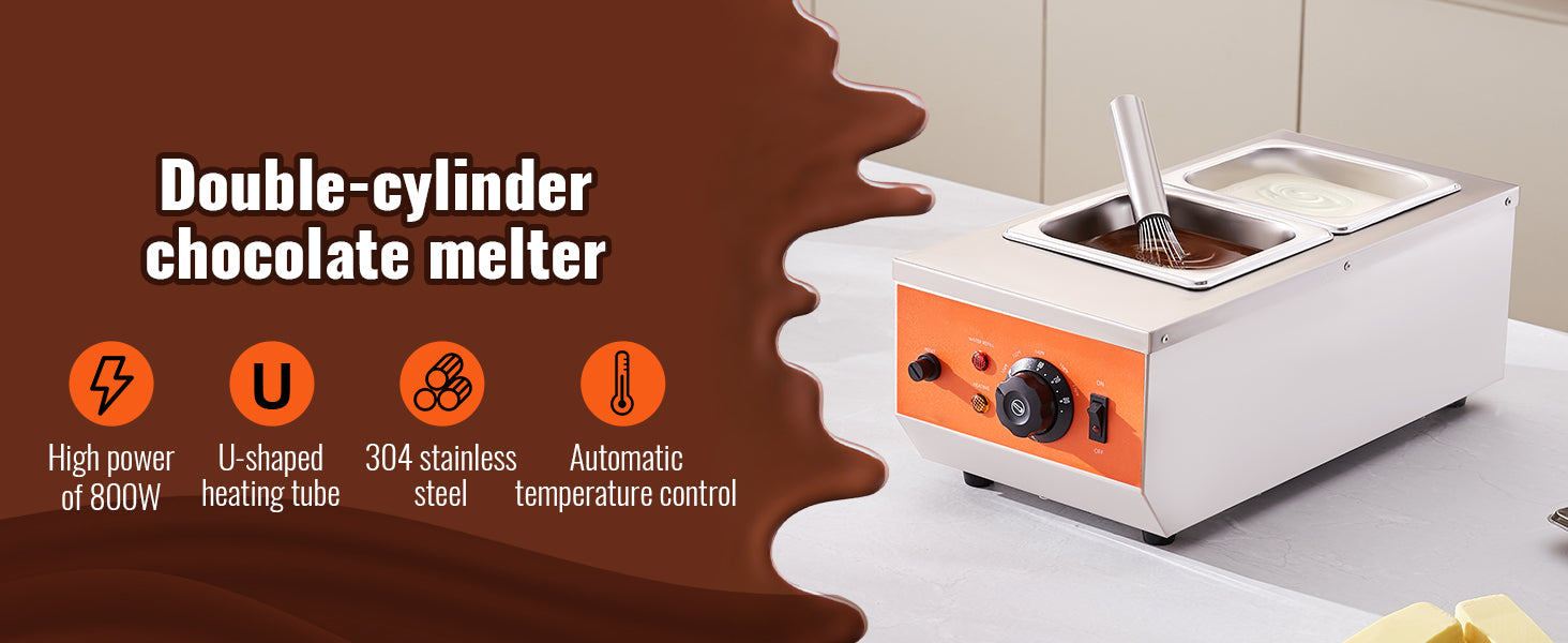 SucceBuy 2 3 Tanks Electric Chocolate Tempering Machine Chocolate cascade Melting Pot for Kitchen home appliance