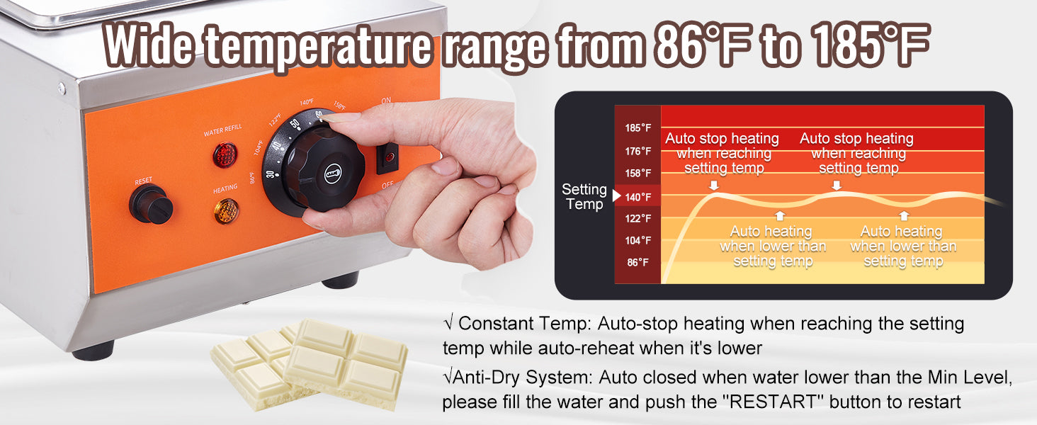 SucceBuy 2 3 Tanks Electric Chocolate Tempering Machine Chocolate cascade Melting Pot for Kitchen home appliance