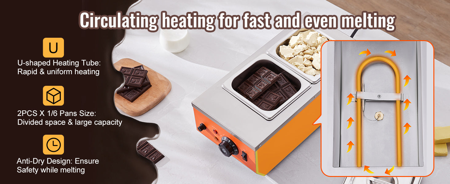 SucceBuy 2 3 Tanks Electric Chocolate Tempering Machine Chocolate cascade Melting Pot for Kitchen home appliance