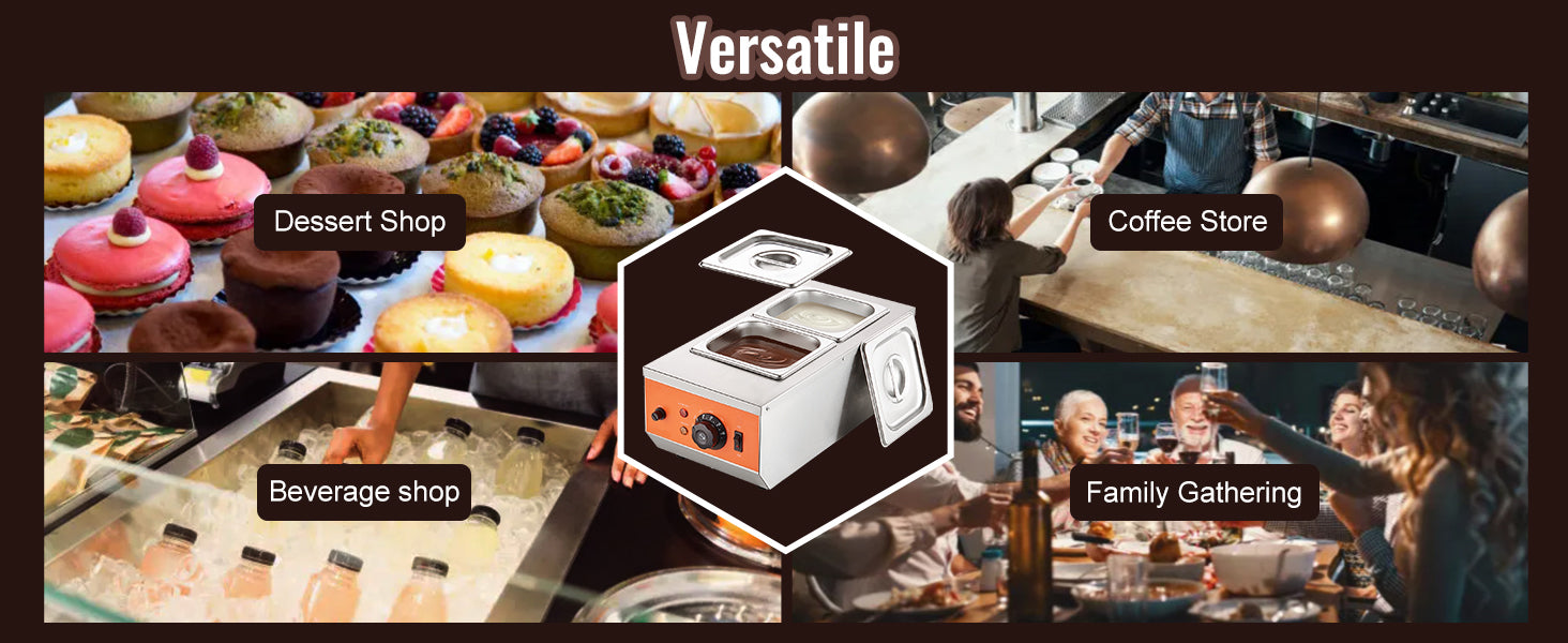 SucceBuy 2 3 Tanks Electric Chocolate Tempering Machine Chocolate cascade Melting Pot for Kitchen home appliance