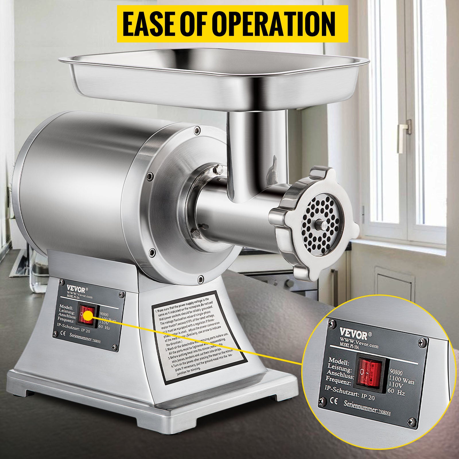 SucceBuy 1100W Electric Meat Mincer Mini Portable Chopper Blender Food Processors Grinder Tools Crusher for Home Commercial