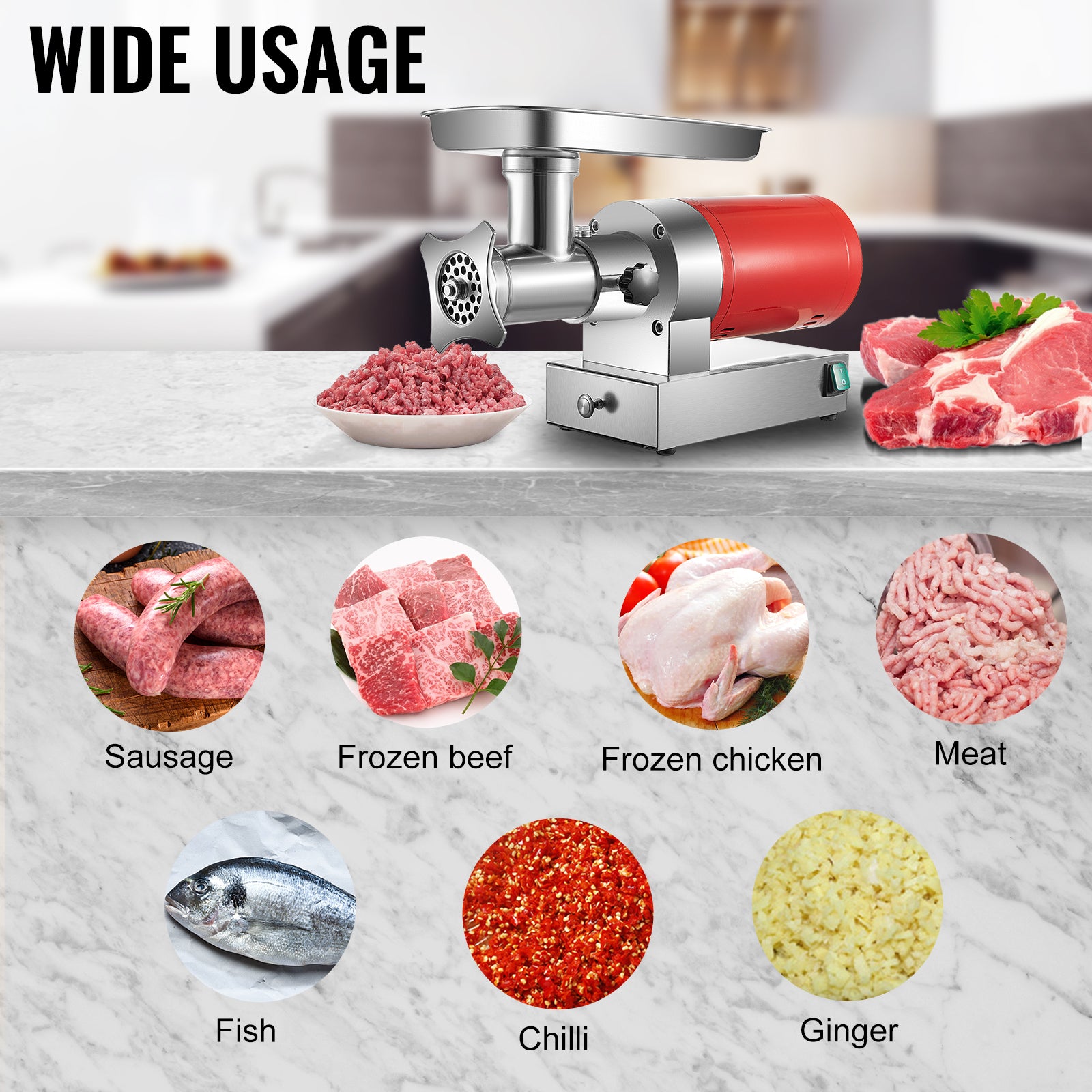 SucceBuy Electric Meat Grinder, 661 Lbs/Hour 1100 W Meat Grinder Machine 1.5 HP Electric Meat Mincer with 2 Grinding Plates,